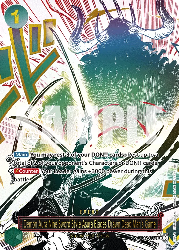 Demon Aura Nine Sword Style Asura Blades Drawn Dead Man's Game — OP12-037p1